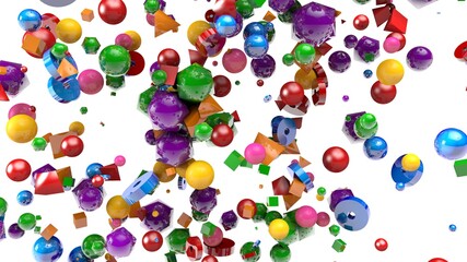 Colorfull balls 3d render. Colorfull balls on white background. Abstract digital illustration.