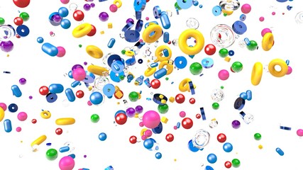 Colorfull balls 3d render. Colorfull balls on white background. Abstract digital illustration.