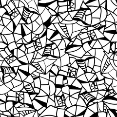 Abstract graffiti monochrome geometric seamless pattern