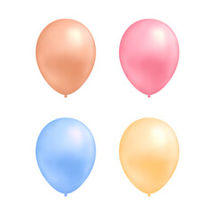 Set of vector realistic helium balloons.