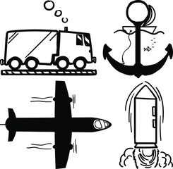 set of transport icons
