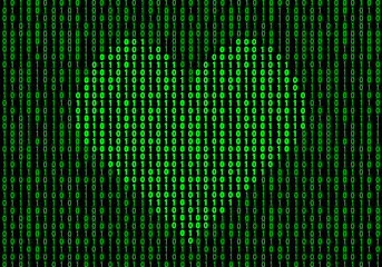Heart shape made of binary code. Background of internet love concept illustration