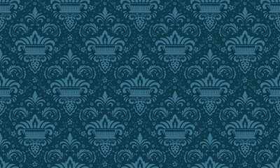 Damask seamless pattern element. Vector classical luxury old fashioned damask ornament, royal victorian seamless texture for wallpapers, textile, wrapping. Vintage exquisite floral baroque template.