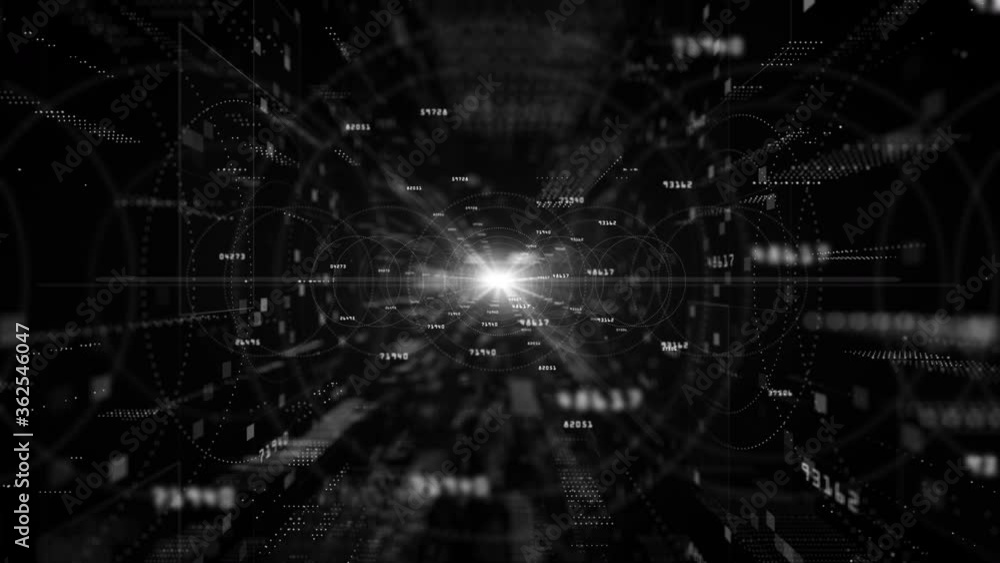Poster digital cyberspace with particles and digital data network connections background concept.