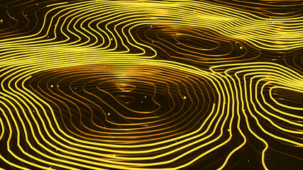 Abstract background with yellow wavy neon lines
