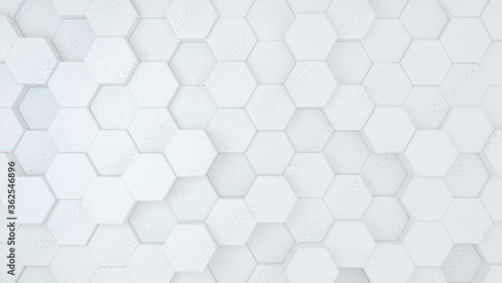 Wall mural abstract geometric white background with hexagons