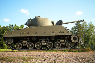 Old military Medium Tank participated in the 2nd world war. US production, 1942.