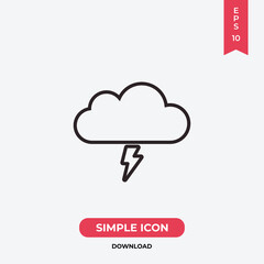Storm icon vector. Cloud sign