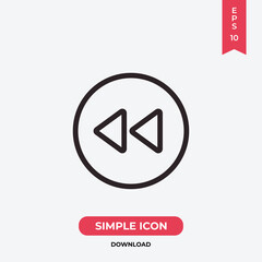 Rewind icon vector. Fast sign