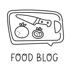 Food blog. Vector hand drawn outline  illustration on white background. 