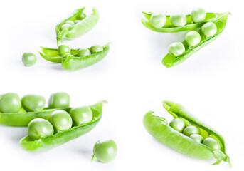 Open green pea pod