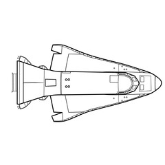 sketch of a spaceship, coloring book, isolated object on a white background, vector illustration,