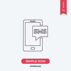 Smartphone sms icon vector. Mobile sms sign