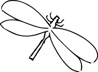 Sketch of a dragonfly with four wings.