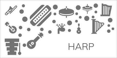 Modern Simple Set of harp Vector filled Icons