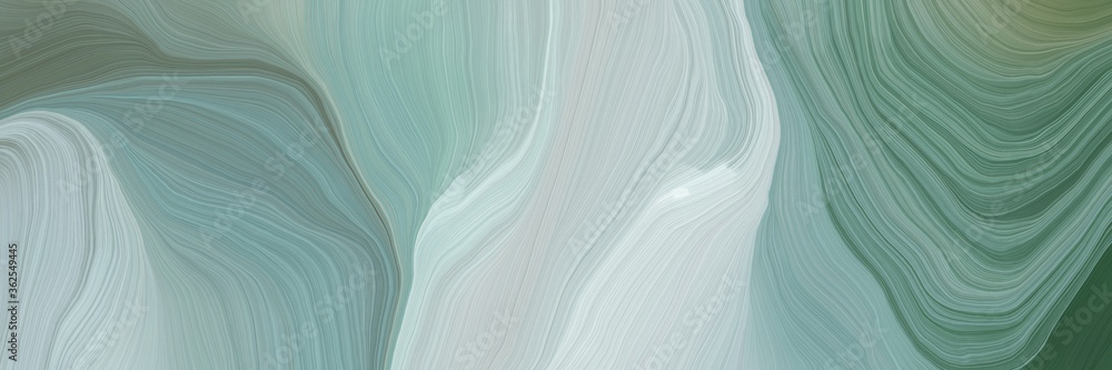 Poster unobtrusive banner with colorful modern soft curvy waves background design with dark sea green, ligh