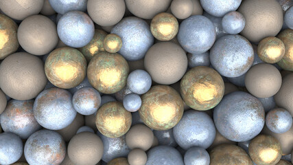 Background with metal and bronze balls
