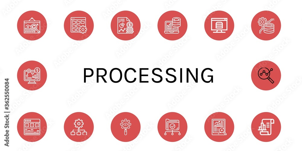 Poster processing icon set