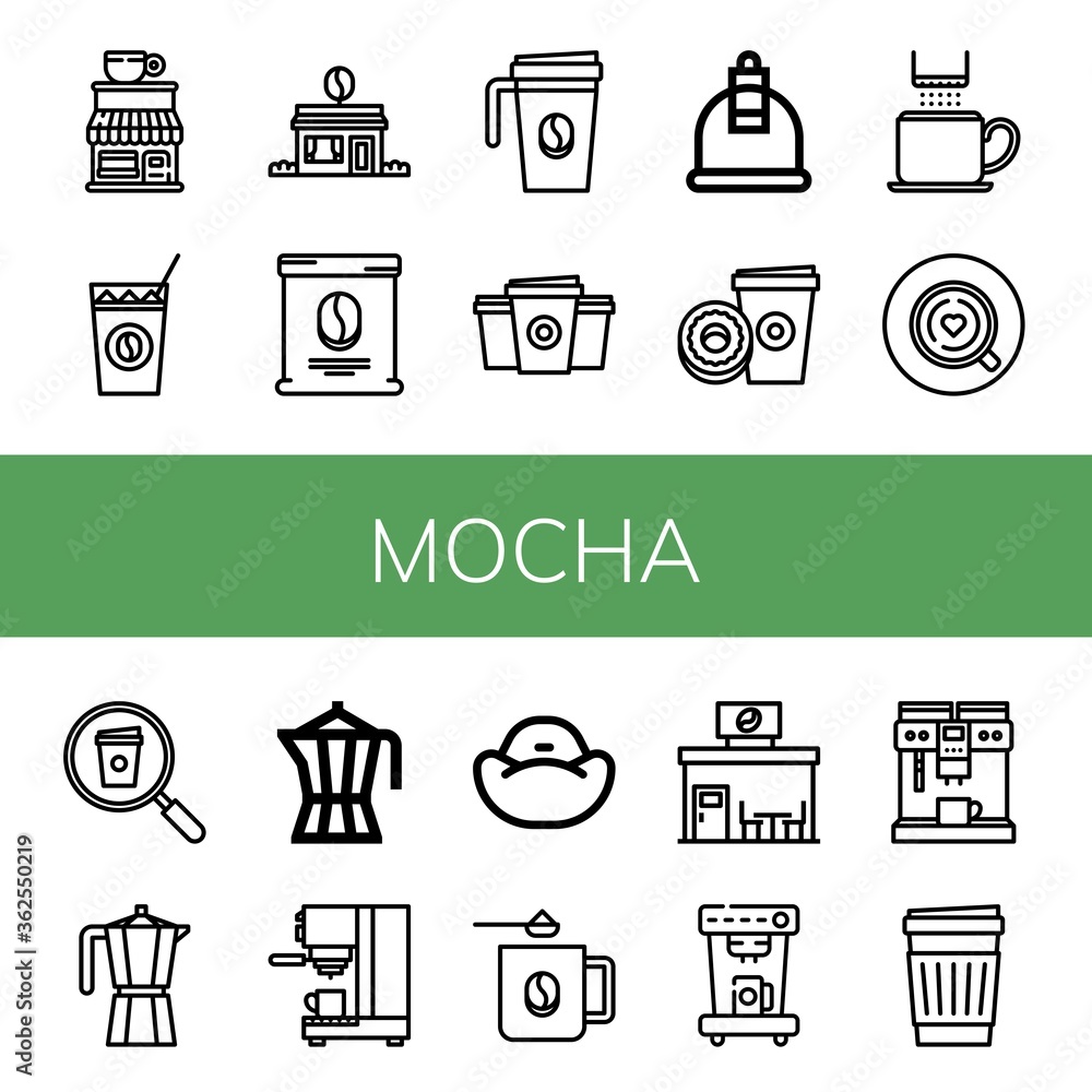 Poster mocha simple icons set