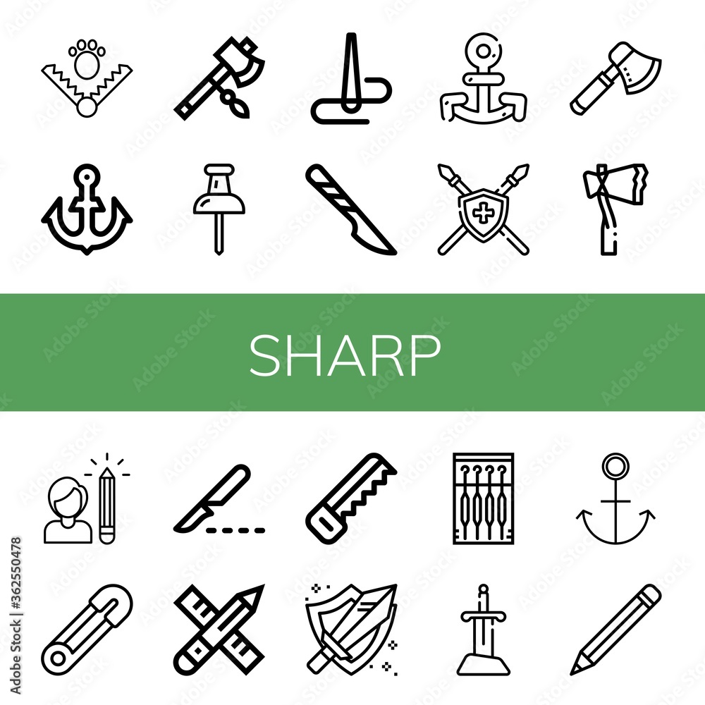Poster set of sharp icons