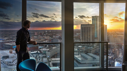 Birmingham rotunda interior sunset man 