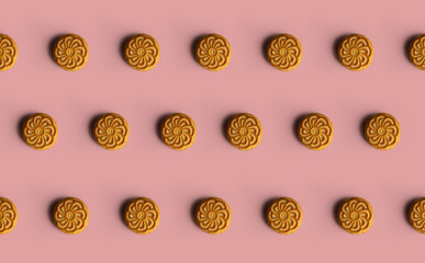 Biscuit Concept. Biscuit pattern isolated on pastel background.
