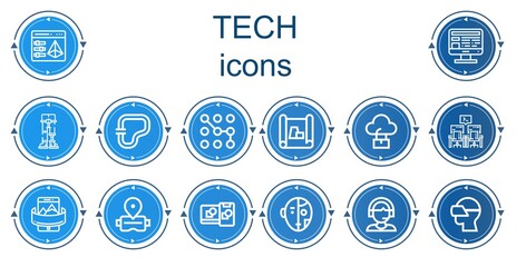 Editable 14 tech icons for web and mobile