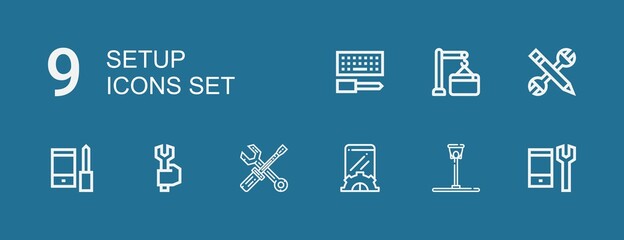 Editable 9 setup icons for web and mobile