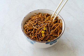 Noodle with Oyster Sauce in Bowl. Ready to Eat Noodles.