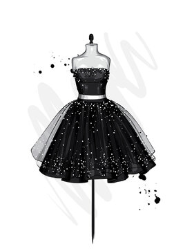 Dress Sketch Cocktail Dress Wardrobe Clothes For Girls Wedding Attire Stock  Illustration - Download Image Now - iStock