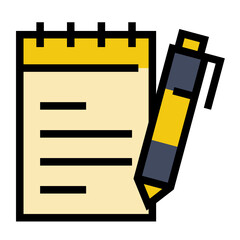 note book icon design color outline style