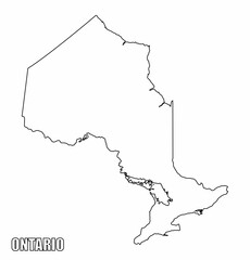 The Ontario province outline map isolated on white background, Canada