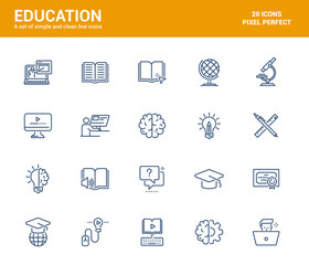 Flat line icons design - Education