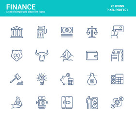 Flat line icons design - Finance