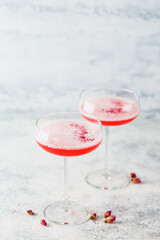 Pink Raspberry Cocktail in drink glass