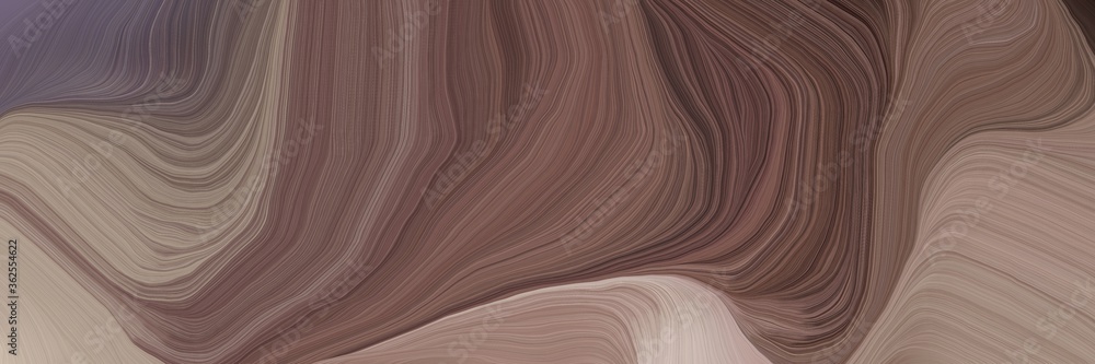 Poster unobtrusive header with colorful abstract waves illustration with pastel brown, dark gray and rosy b