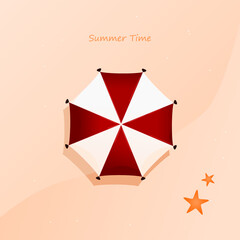 Summer time umberella illustration vector, EPS file include umberella, text and sands background