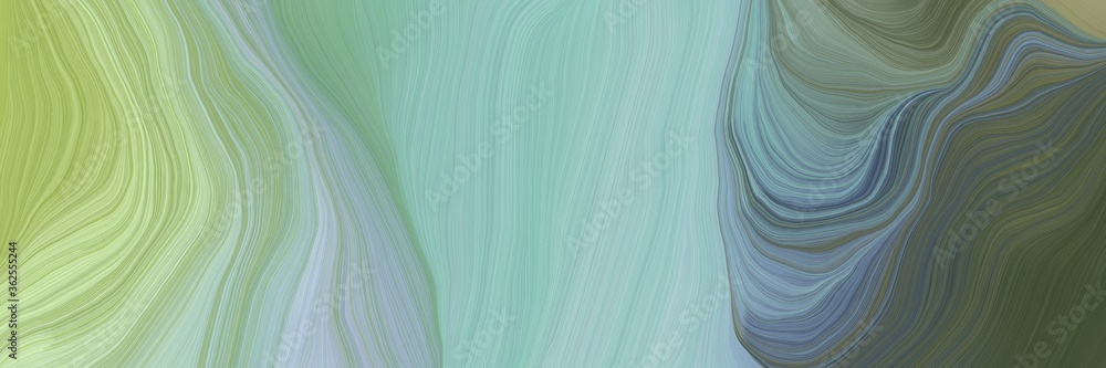 Poster unobtrusive header with elegant curvy swirl waves background design with dark sea green, dark olive 