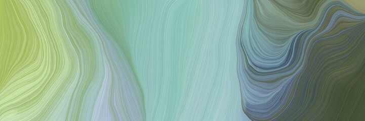 unobtrusive header with elegant curvy swirl waves background design with dark sea green, dark olive green and dim gray color