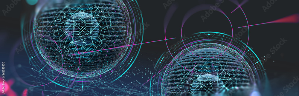 Poster Artificial Intelligence. Computer mind. Futuristic Data center. Quantum processor abstract concept 3d illustration. Digital Brain and Future Technologies