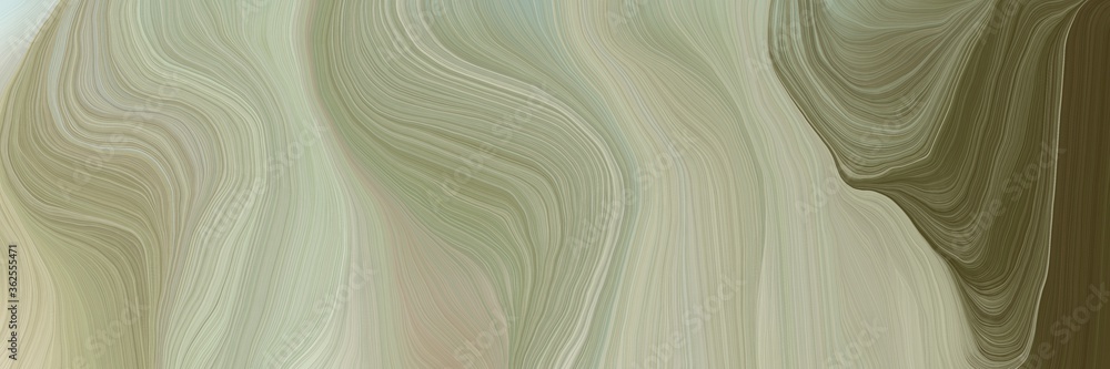 Poster inconspicuous header with elegant contemporary waves design with dark gray, dark olive green and pas