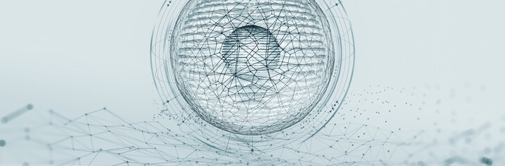 Artificial Intelligence. Computer mind. Futuristic Data center. Quantum processor abstract concept 3d illustration. Digital Brain and Future Technologies