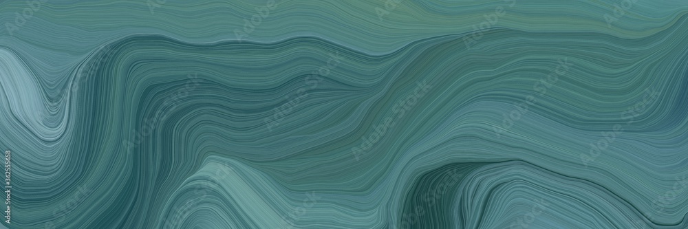 Poster unobtrusive header with elegant curvy swirl waves background illustration with teal blue, cadet blue