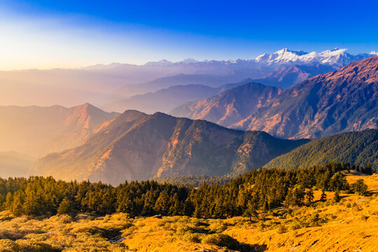 View enroute to Tungnath-Chandrashila hiking trail in Chopta, Uttarakhand, India