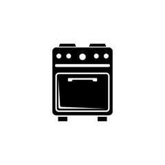 Gas Kitchen Stove, Home Electric Cooker. Flat Vector Icon illustration. Simple black symbol on white background. Gas Kitchen Stove, Electric Cooker sign design template for web and mobile UI element.