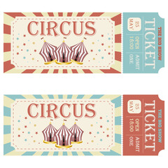 Circus ticket. Vintage style. Circus tent. Vector illustration. 