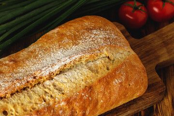 Close up photo of chiabatta bread loaf
