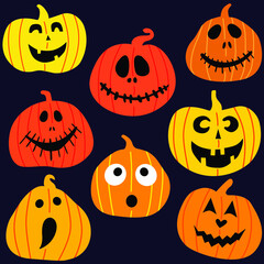 Halloween face, flat, vector illustration