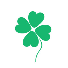 Four-leaf clover in the Doodle style isolated on a white background. A symbol that brings happiness and good luck. A clover amulet for good luck. Print on clothing or . Vector illustration.