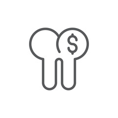 Tooth and dollar vector icon symbol isolated on white background